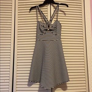 BLACK AND WHITE MATERIAL GIRL MINI DRESS